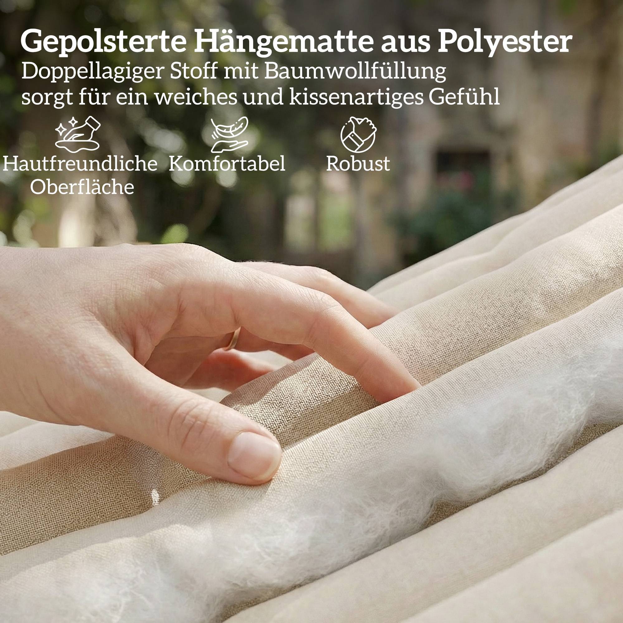 Hamac polyester beiges 325 x 140 x 2.5 cm - PANGIVO - Image 6