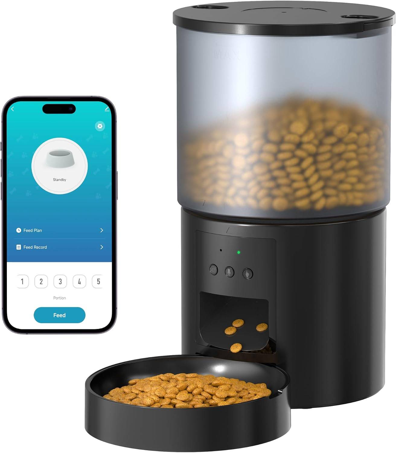 Vendos85 - Distributeur Croquettes Chat Automatique WiFi noir Vendos85