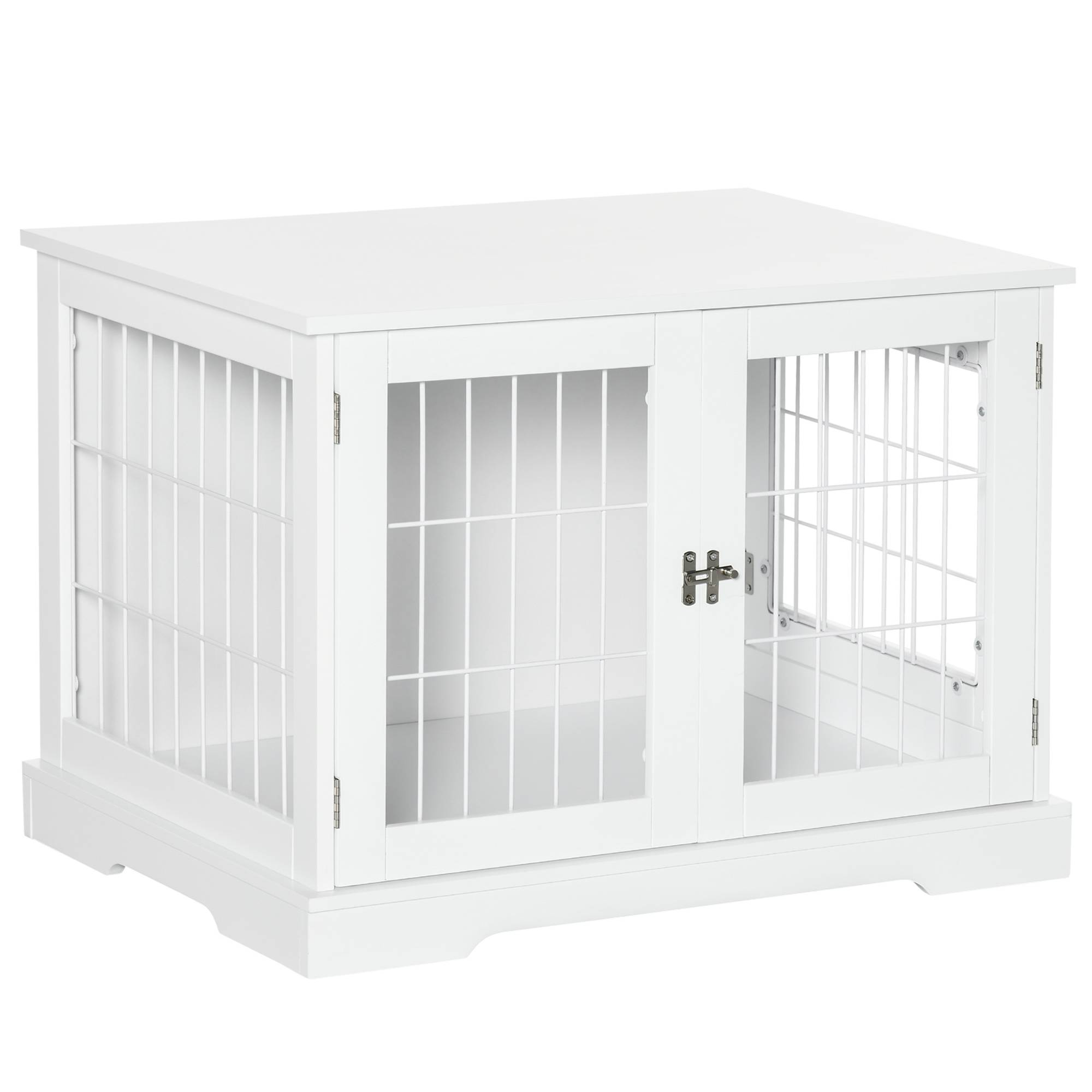 Cage chien 2en1 métal et bois MDF table d'appoint intérieur double accès 76cm blanc - ComfortXL Outdoor Living - Image 2