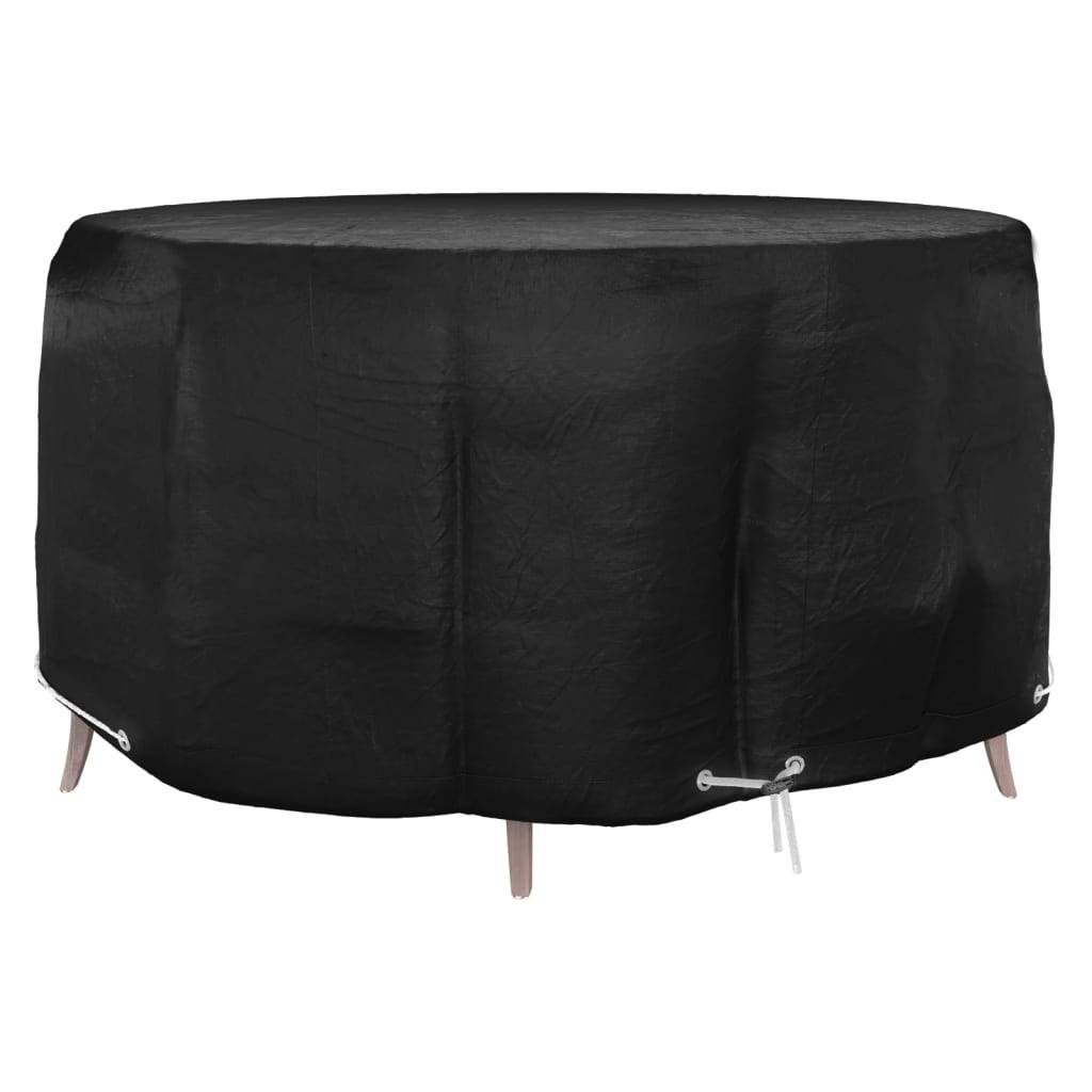 Housse de Protection Ronde pour Table de Jardin PE Imperméable Anti-UV pour Extérieur Terrasse Noir Ø230x90cm – ComfortXL Outdoor Living - Image 1