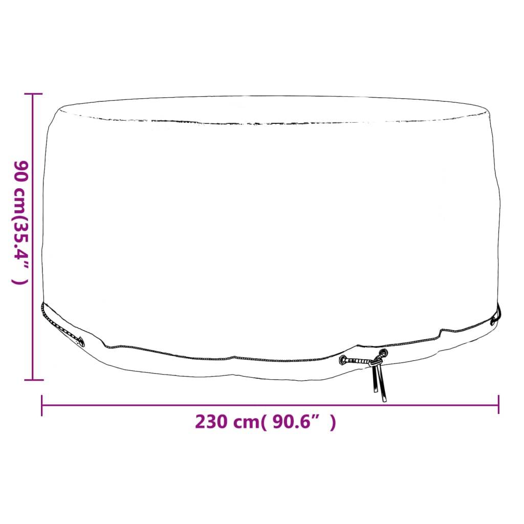 Housse de Protection Ronde pour Table de Jardin PE Imperméable Anti-UV pour Extérieur Terrasse Noir Ø230x90cm – ComfortXL Outdoor Living - Image 7