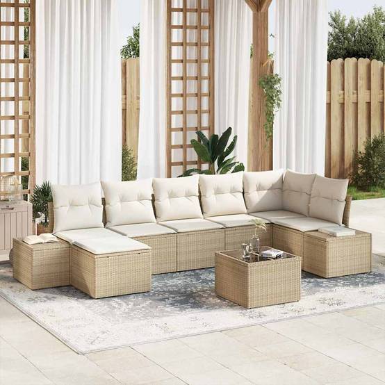 ComfortXL - Salon de jardin modulable 8 pcs en poly rotin et coussins épais Beige – ComfortXL Outdoor Living - Image 1