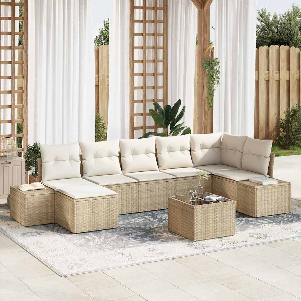 ComfortXL - Salon de jardin modulable 8 pcs en poly rotin et coussins épais Beige – ComfortXL Outdoor Living - Image 1