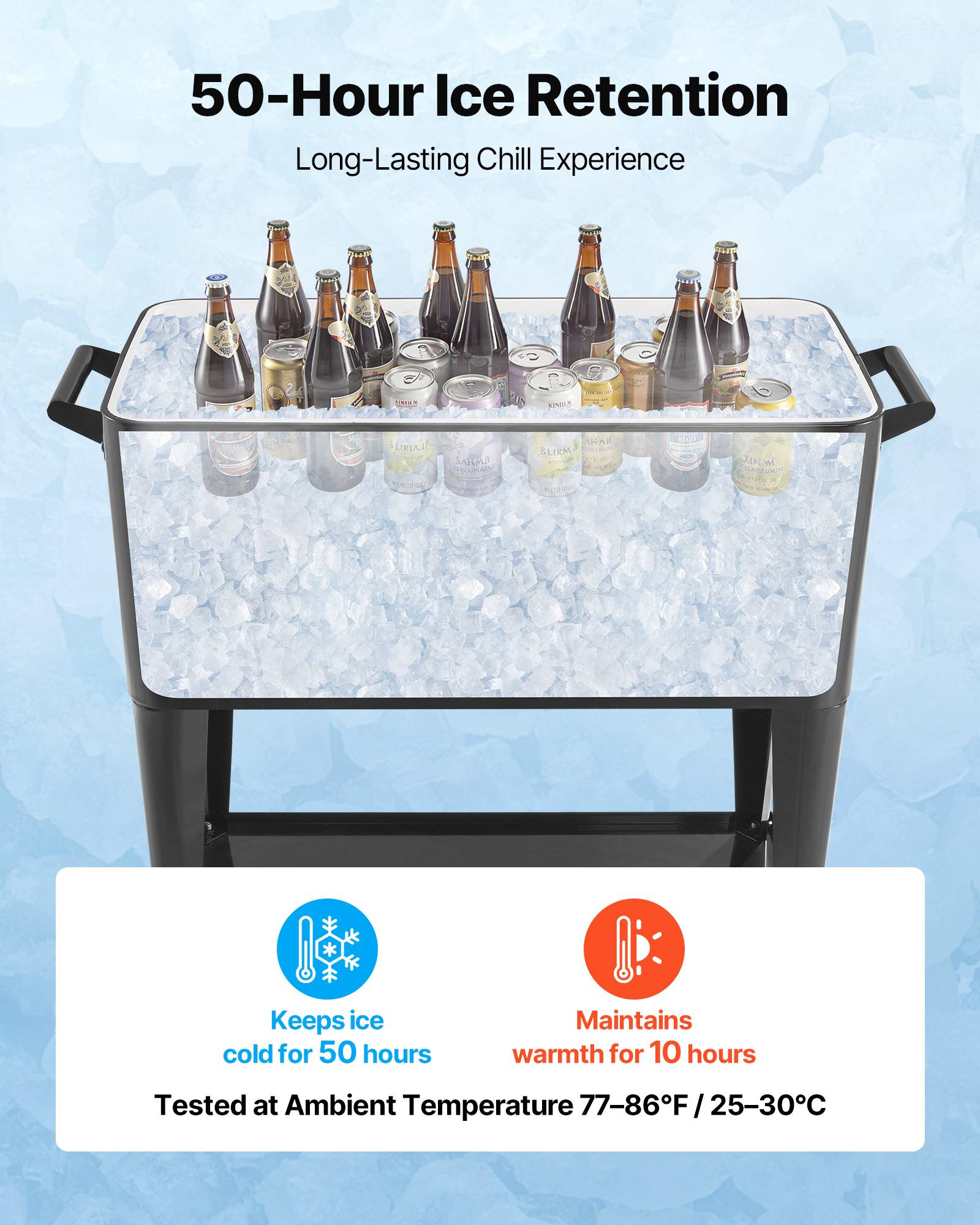 VEVOR Glacière à Roulettes Chariot Bar Extérieur pour Terrasse 75,71 L Noir - Image 5