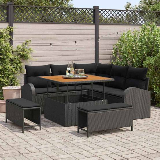 ComfortXL - Salon de Jardin Modulable 8 Pièces Résine Tressée à la Main 7 Places pour Terrasse Noir – ComfortXL Outdoor Living - Image 1