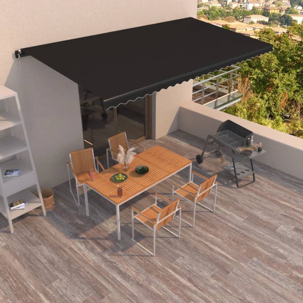 Auvent rétractable manuel Aluminium Terrasse Imperméable 600x350cm Anthracite - ComfortXL Outdoor Living - Image 1