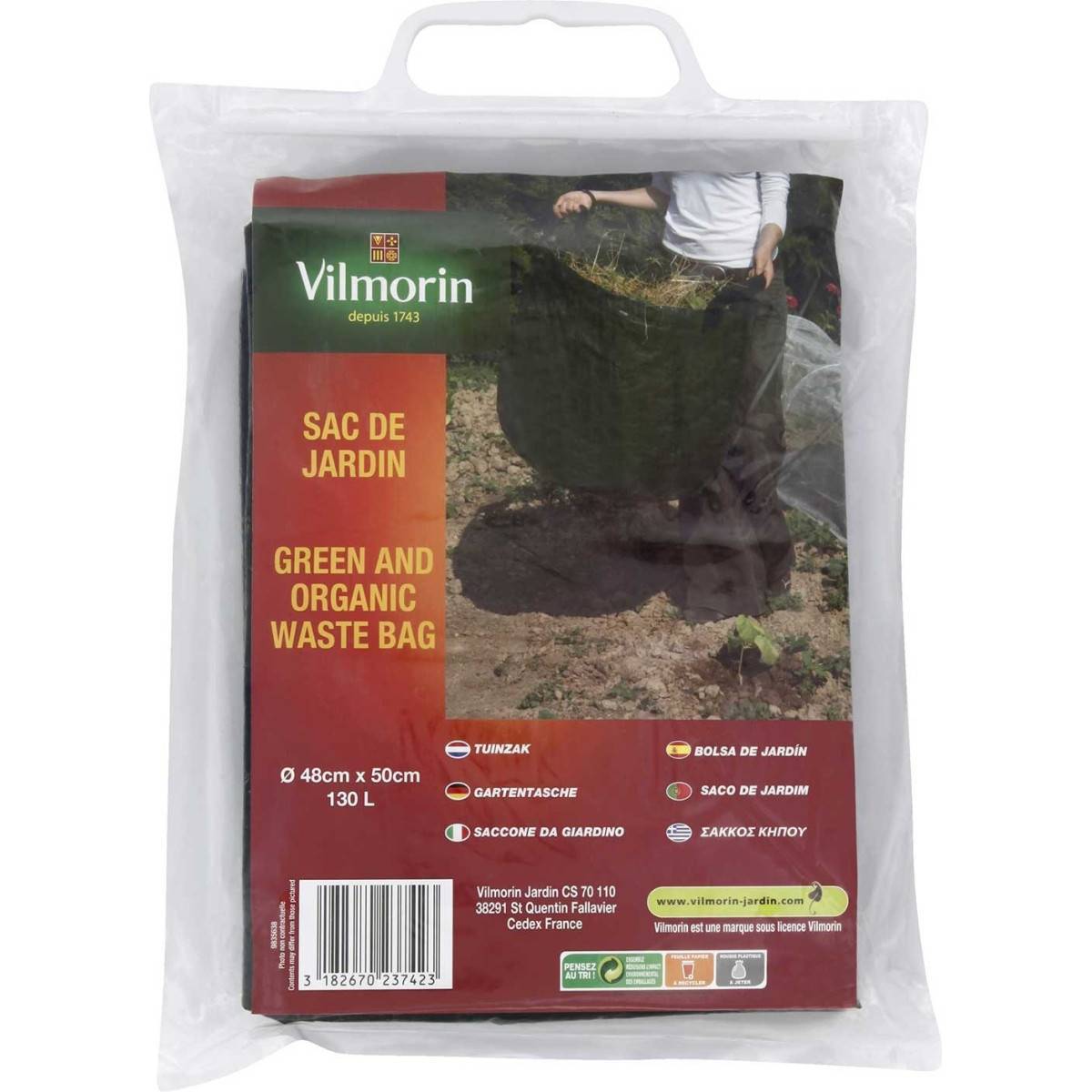 Vilmorin - Sac de jardin PE 130L Ø48cm x 50cm