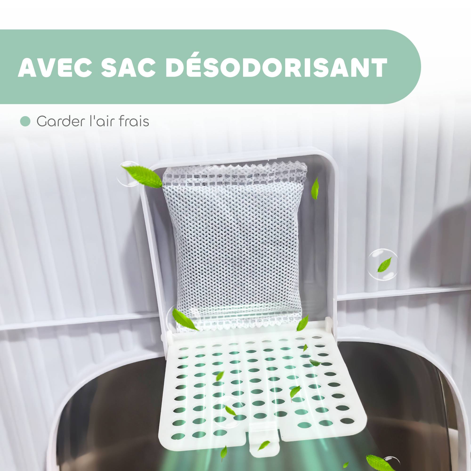 Bac à litière fermé polypropylène pour félins porte translucide 52cm vert - ComfortXL Outdoor Living - Image 9