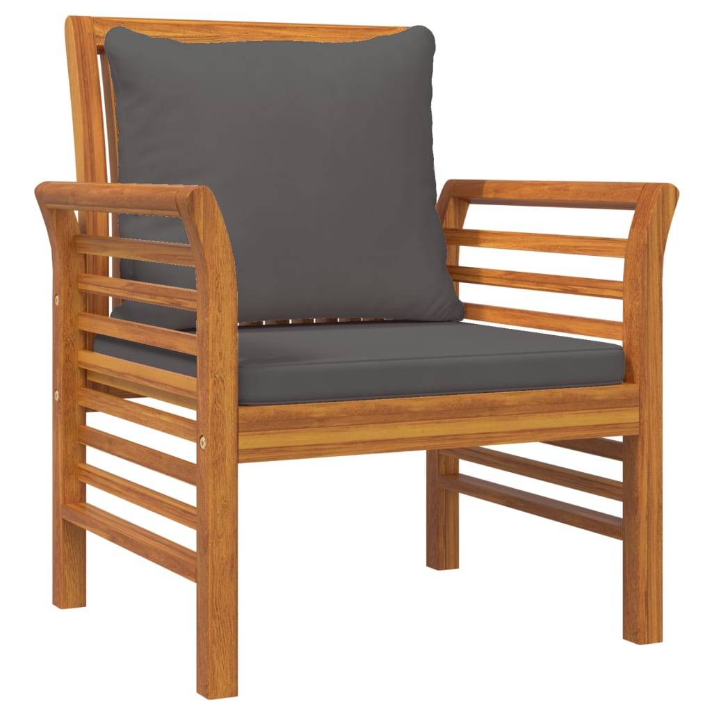 Helloshop26 - Salon de jardin meuble d'extérieur ensemble de mobilier 3 pièces avec coussins bois massif d'acacia - Imagen 6