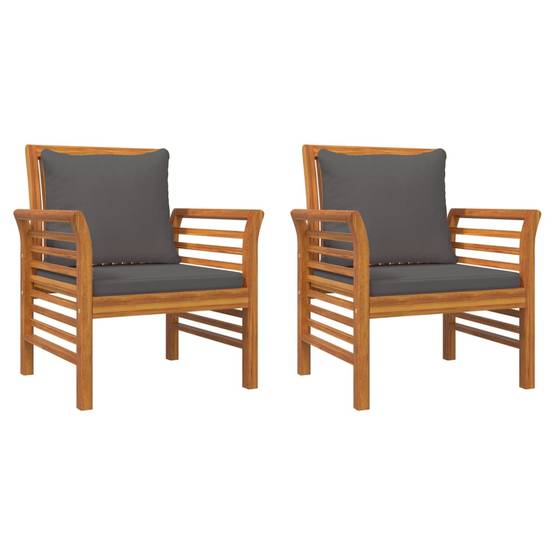 Helloshop26 - Salon de jardin meuble d'extérieur ensemble de mobilier 3 pièces avec coussins bois massif d'acacia - Imagen 5