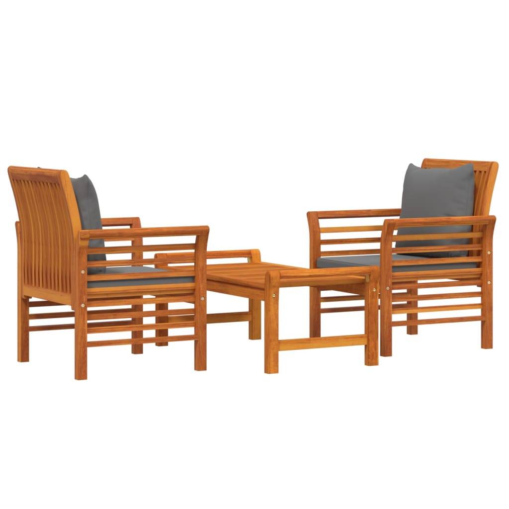 Helloshop26 - Salon de jardin meuble d'extérieur ensemble de mobilier 3 pièces avec coussins bois massif d'acacia - Imagen 1