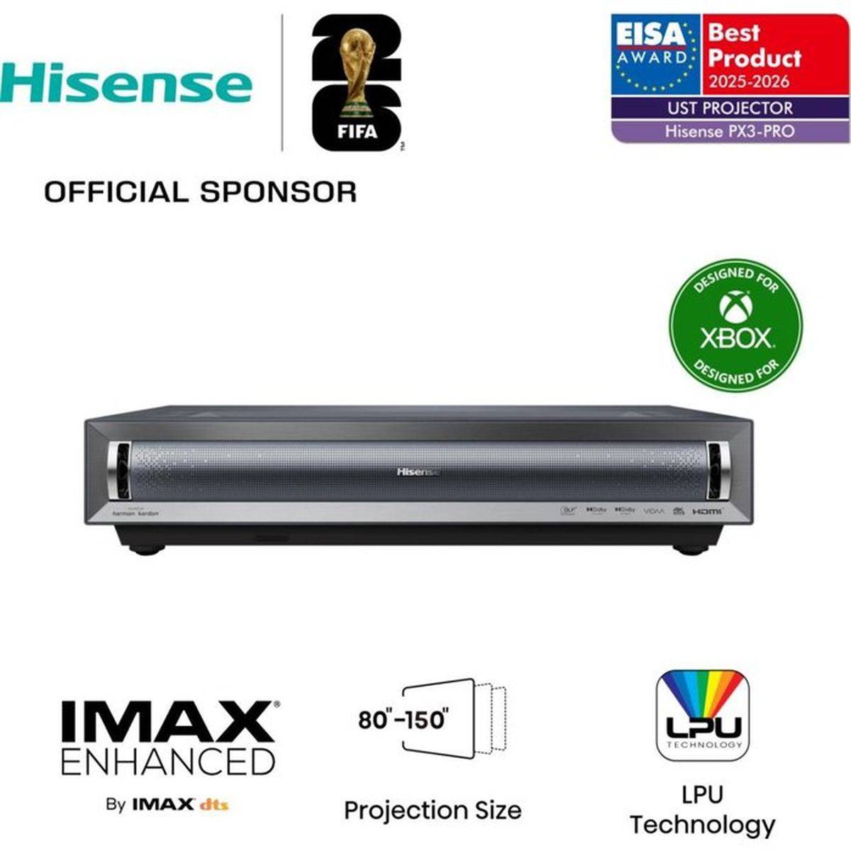 Projecteur laser à focale ultra courte Hisense PX3-PRO Ultra HD 4K, 2700 ANSI, 80 à 150 po - Hisense