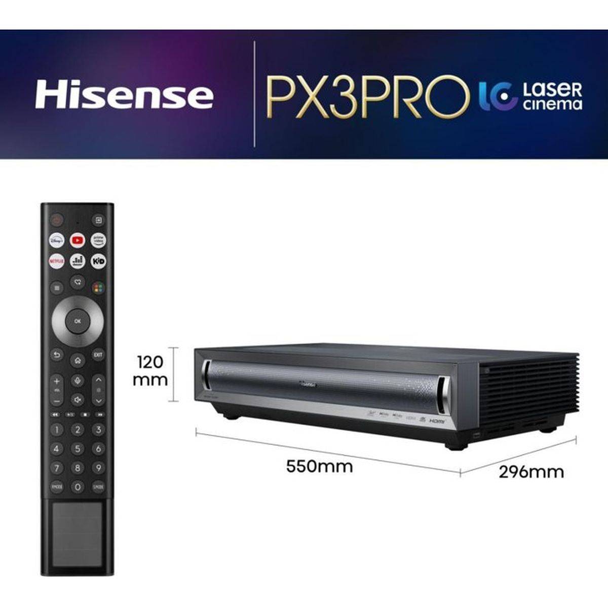 Projecteur laser à focale ultra courte Hisense PX3-PRO Ultra HD 4K, 2700 ANSI, 80 à 150 po - Hisense - Image 4