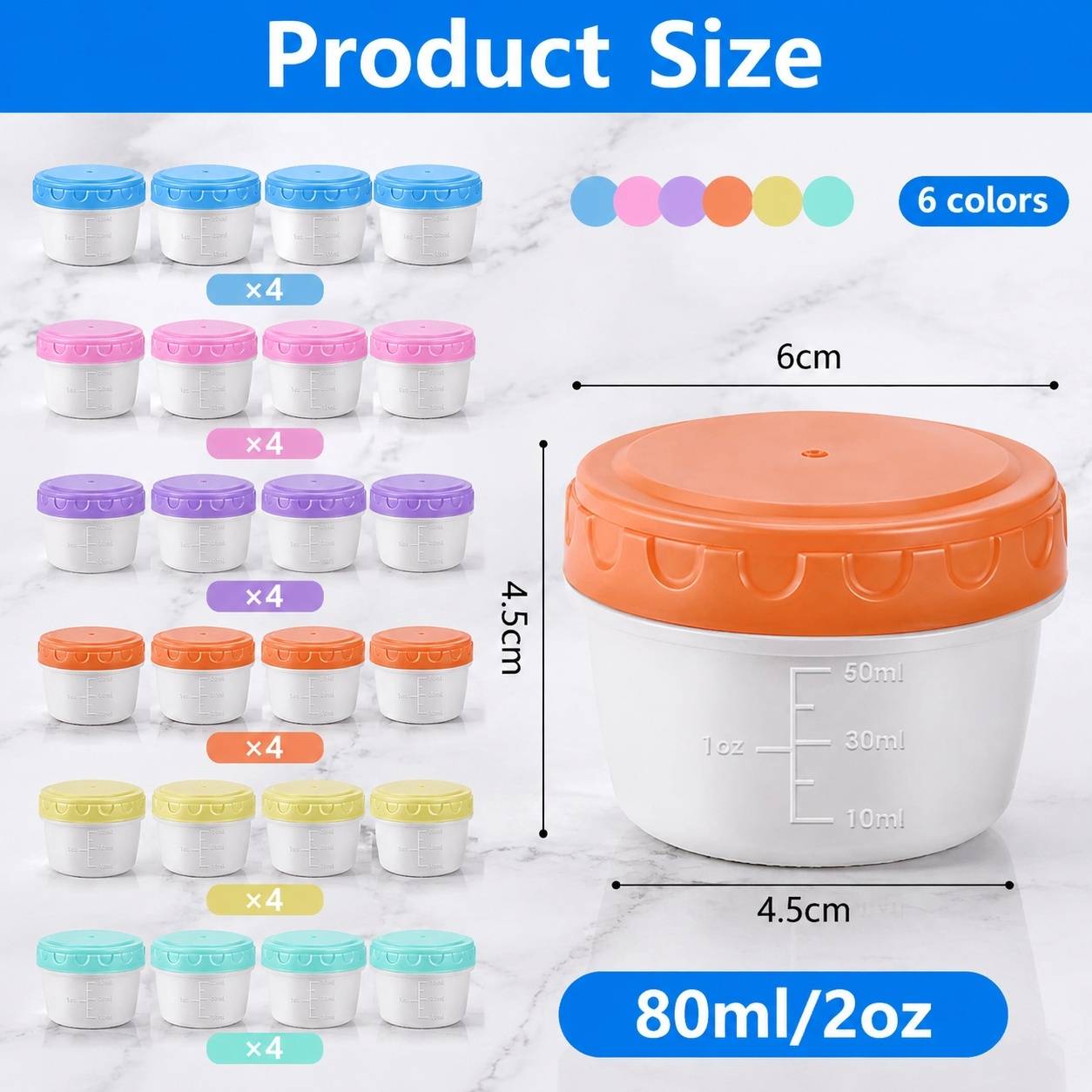 24 pots 80 ml avec graduation - Image 2