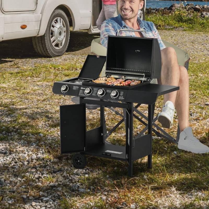Barbecue à gaz acier noir 110 x 50 x 100 cm - PANGIVO - Image 2