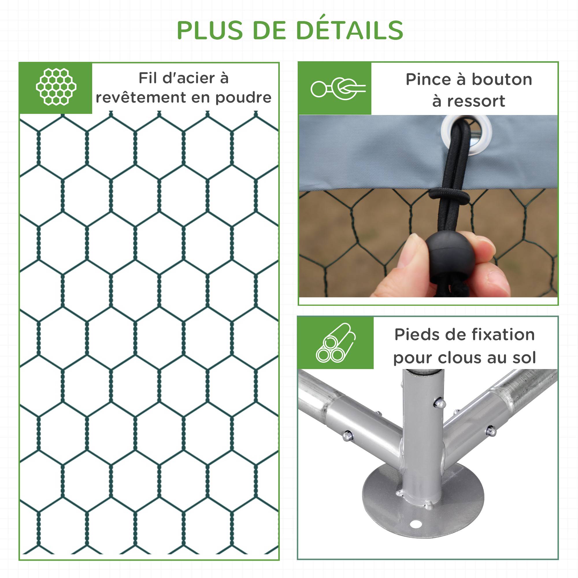 Enclos poulailler grillagé extérieur 18 m² volière, espace couvert, acier galvanisé 6 x 3 x 1,95 m - Image 10