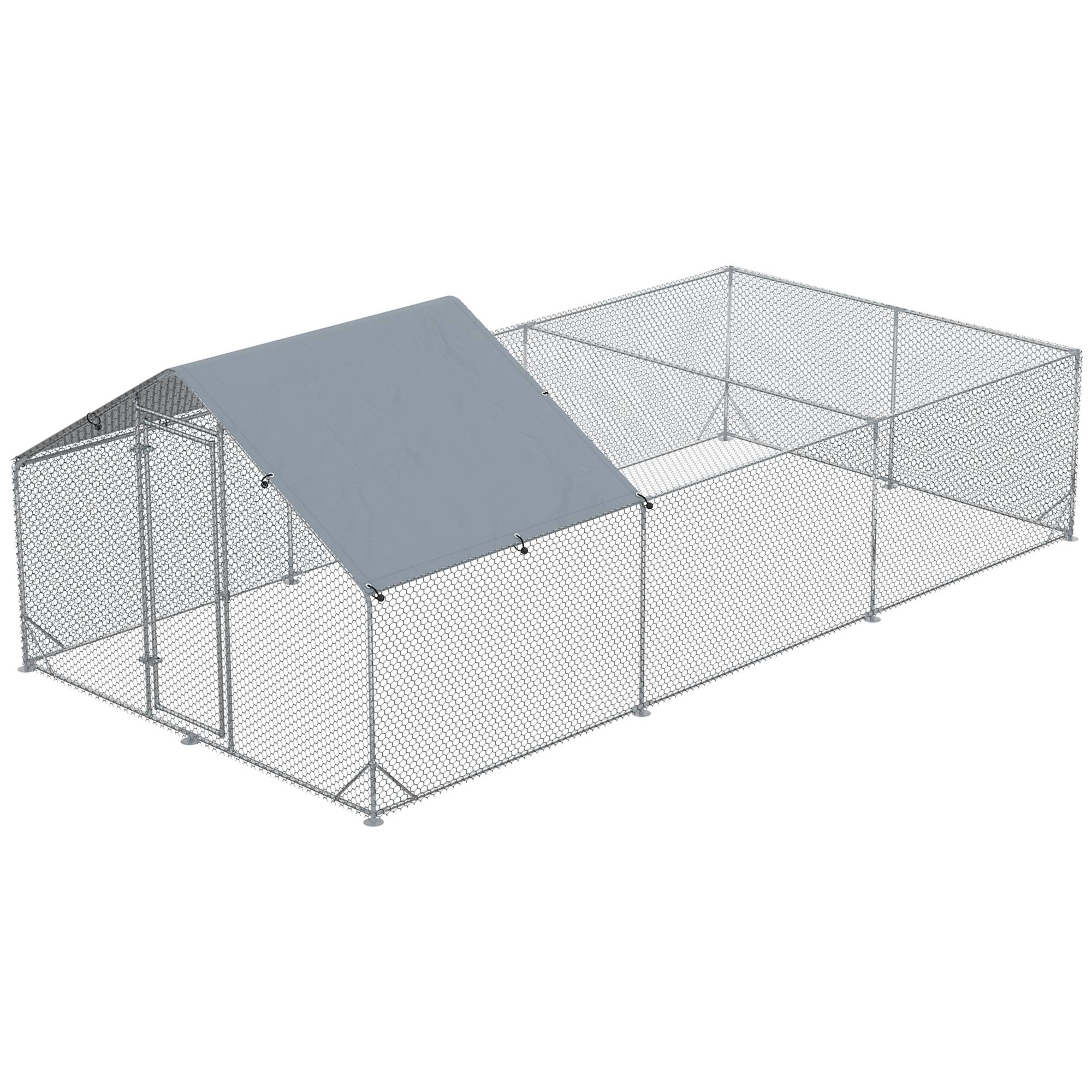 Enclos poulailler grillagé extérieur 18 m² volière, espace couvert, acier galvanisé 6 x 3 x 1,95 m - Image 2