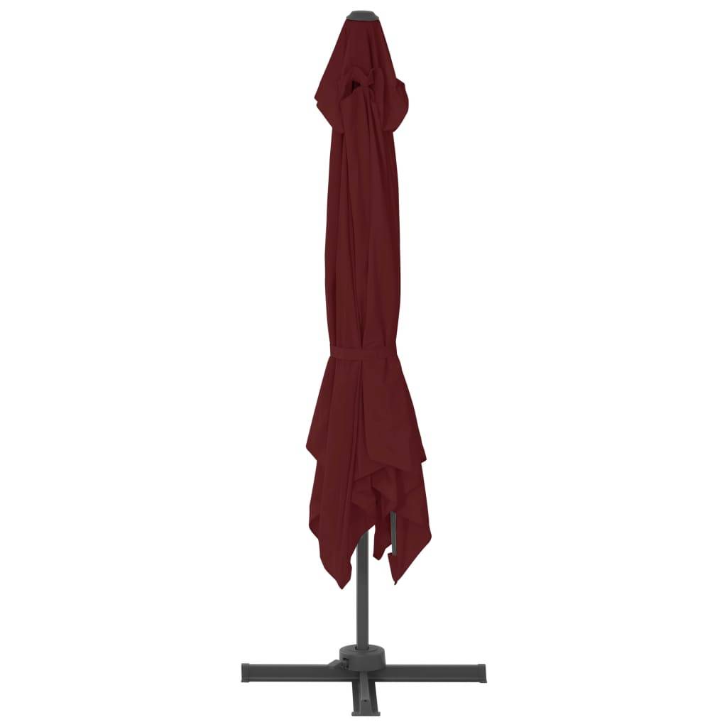 Parasol de jardin porte-à-faux en aluminium enduit de poudre, rouge bordeaux, 400 x 300 x 268 cm - PANGIVO - Image 2