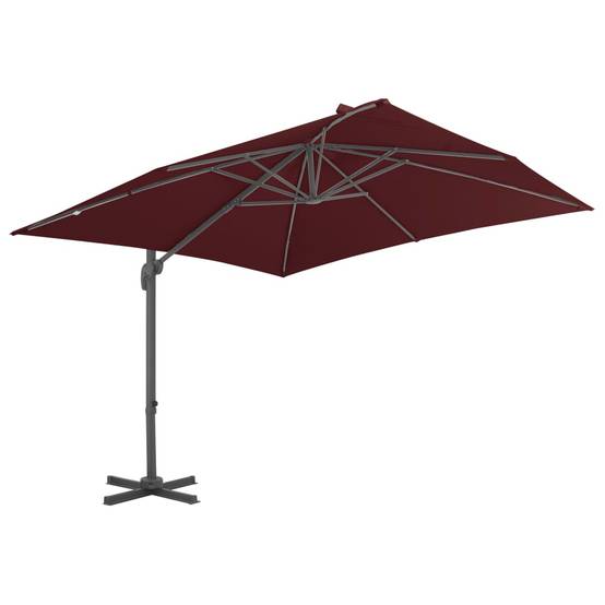 Parasol de jardin porte-à-faux en aluminium enduit de poudre, rouge bordeaux, 400 x 300 x 268 cm - PANGIVO - Image 1