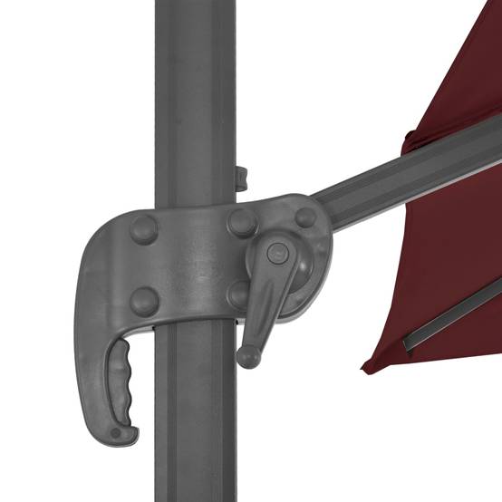 Parasol de jardin porte-à-faux en aluminium enduit de poudre, rouge bordeaux, 400 x 300 x 268 cm - PANGIVO - Image 5