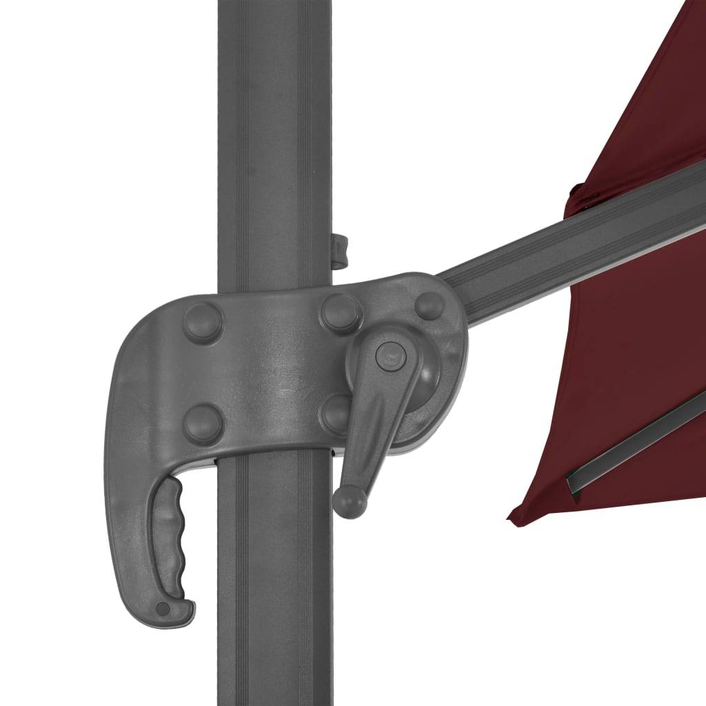Parasol de jardin porte-à-faux en aluminium enduit de poudre, rouge bordeaux, 400 x 300 x 268 cm - PANGIVO - Image 5