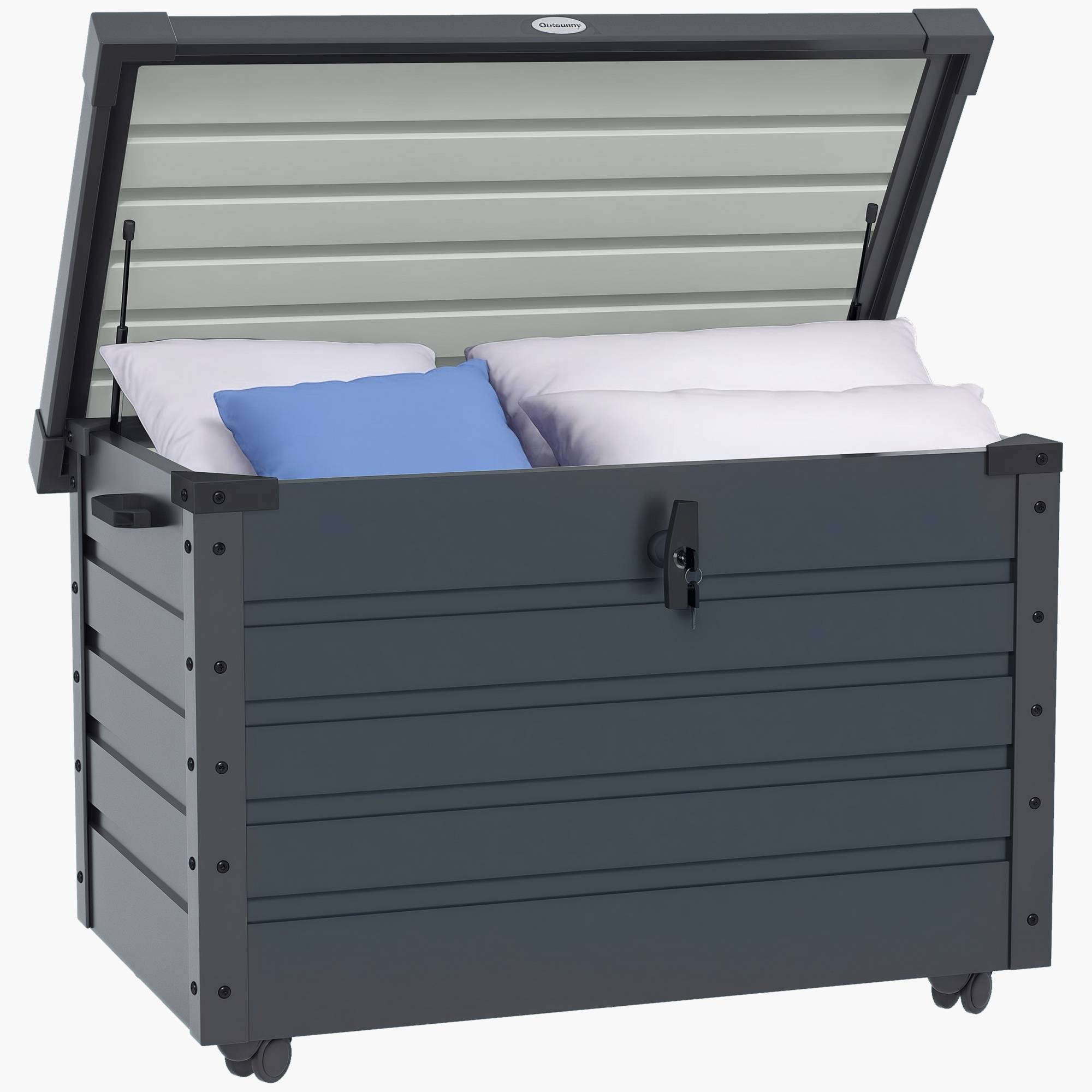 ComfortXL - Coffre de Rangement Extérieur Acier sur Roulettes Verrouillable 295L 100x62x65cm Gris - ComfortXL Outdoor Living - Image 1