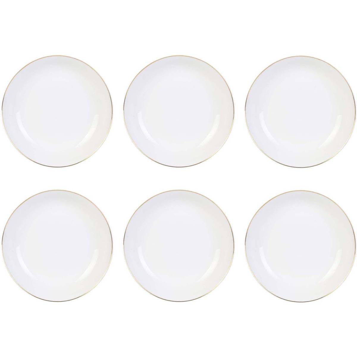 The Home Deco Factory - Assiette en porcelaine avec liseré doré (Lot de 6) Assiettes creuses - 21 cm - Imagen 1
