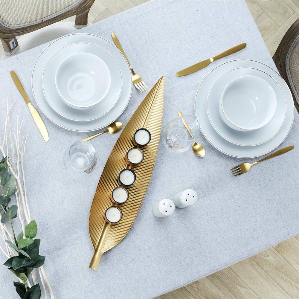The Home Deco Factory - Assiette en porcelaine avec liseré doré (Lot de 6) Assiettes creuses - 21 cm - Imagen 4