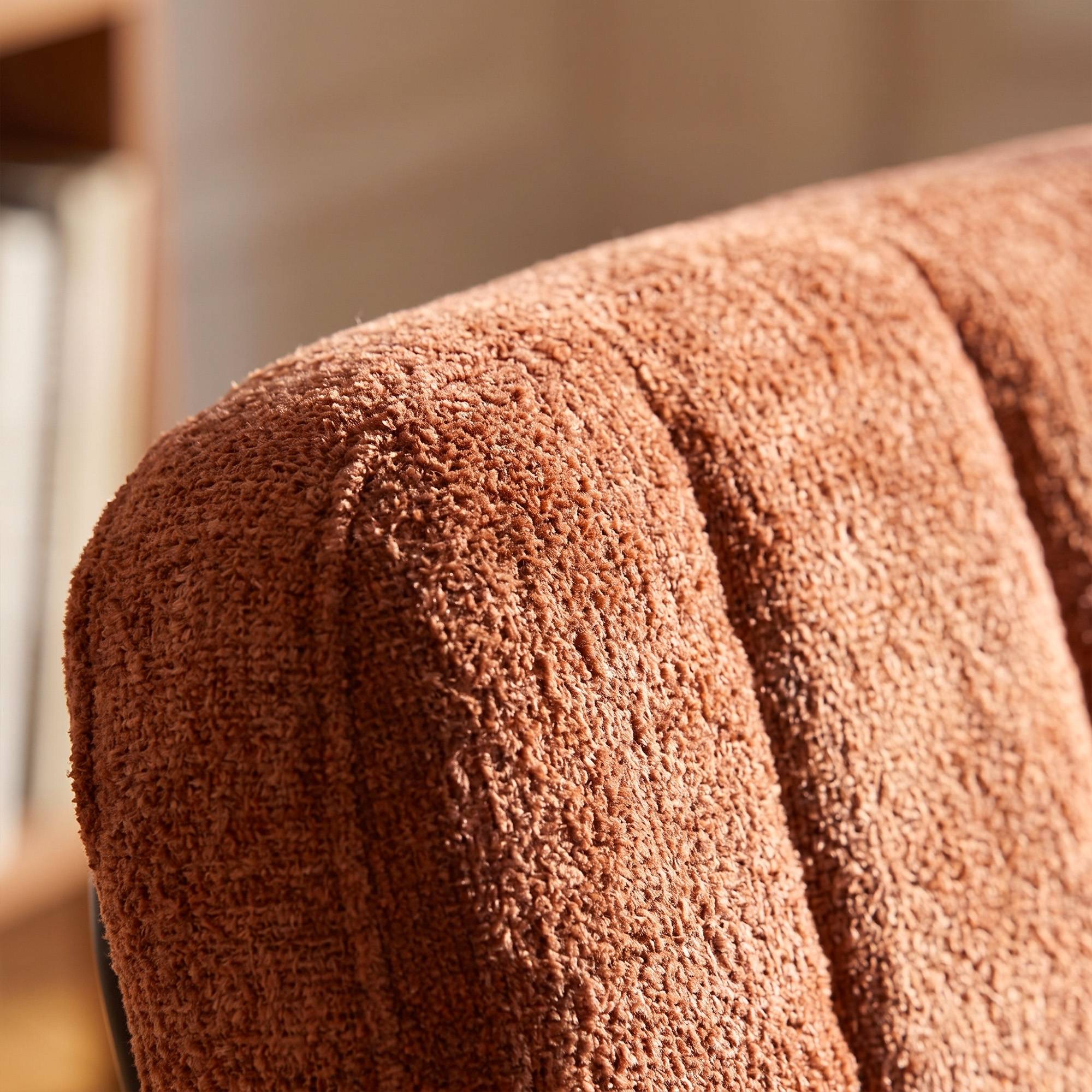 Sicaan Fauteuil terracotta rembourré pieds métal noir et tissu chenille - PAOLA - Image 4