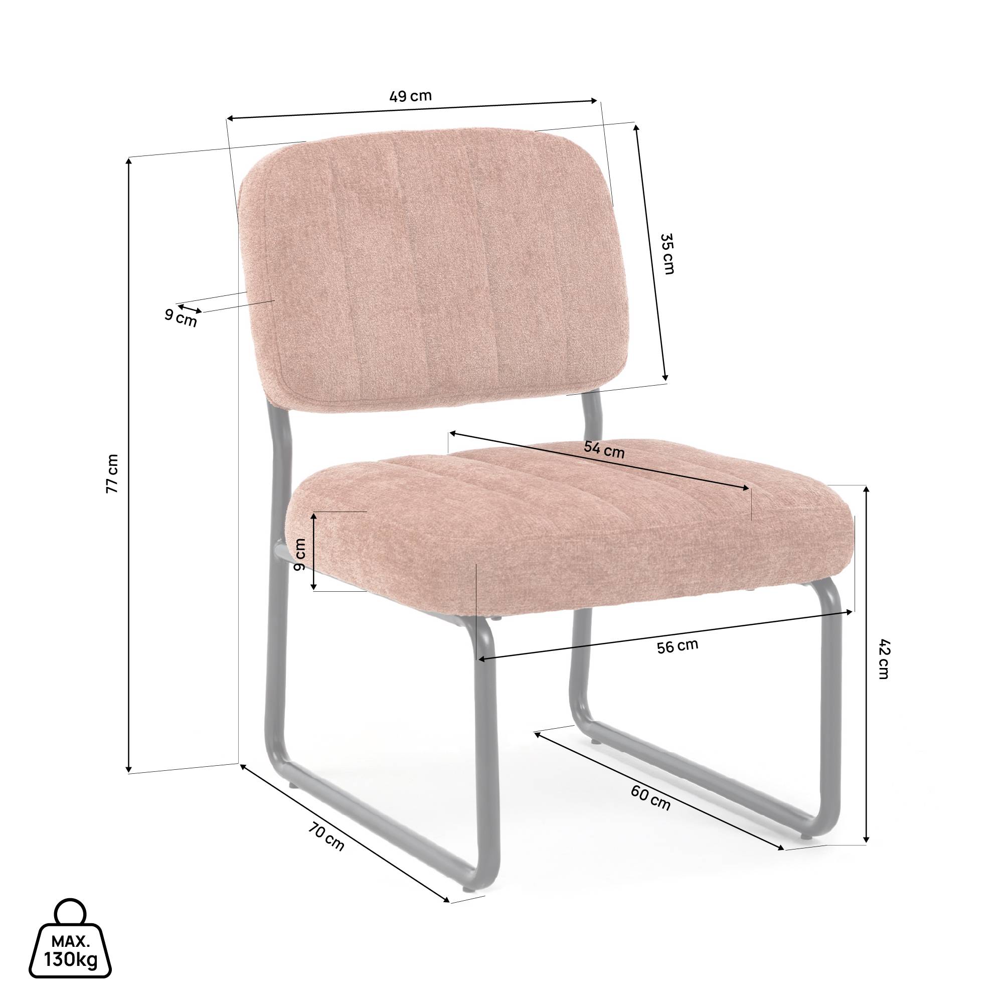 Sicaan Fauteuil terracotta rembourré pieds métal noir et tissu chenille - PAOLA - Image 6
