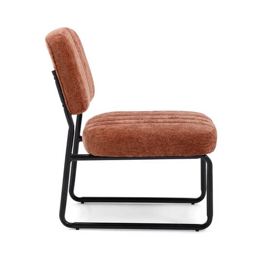 Sicaan Fauteuil terracotta rembourré pieds métal noir et tissu chenille - PAOLA - Image 8