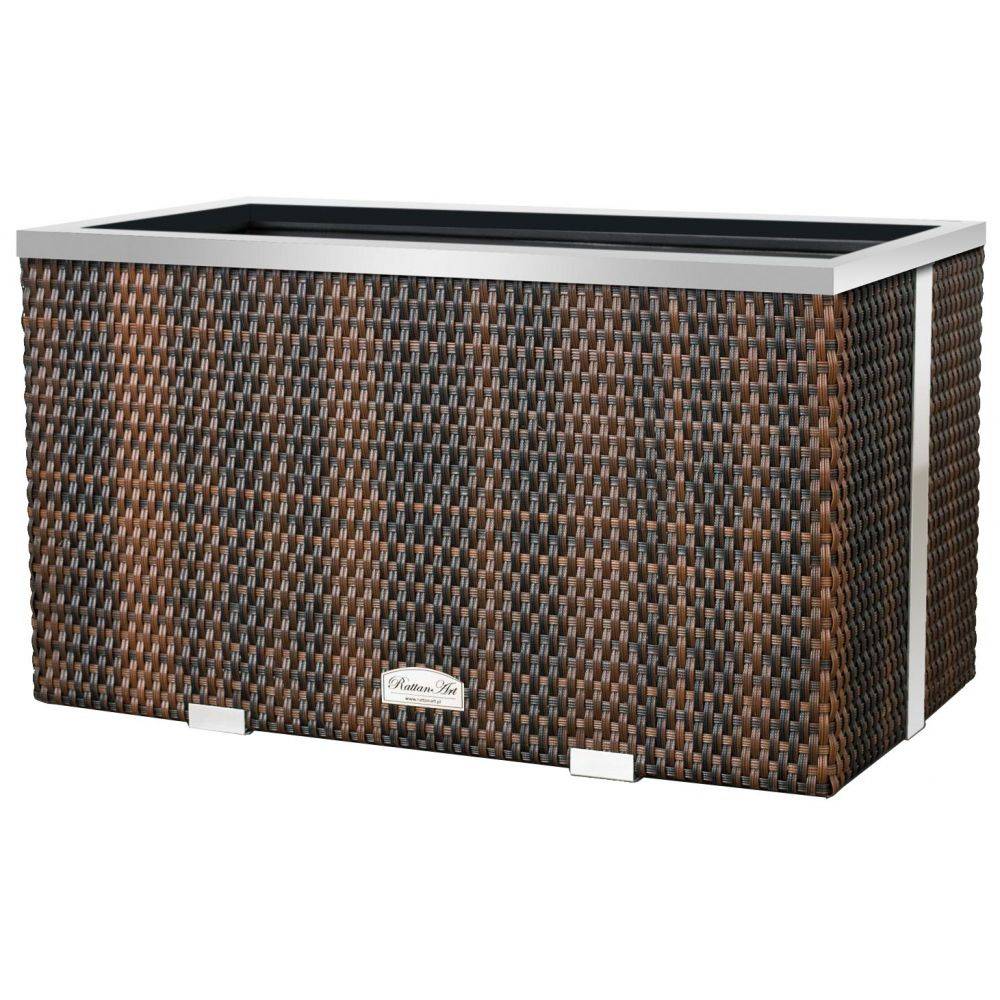 Rattan Art - Jardinière en résine tressée avec cadre en aluminium 70 x 38 x 40 cm - Imagen 3