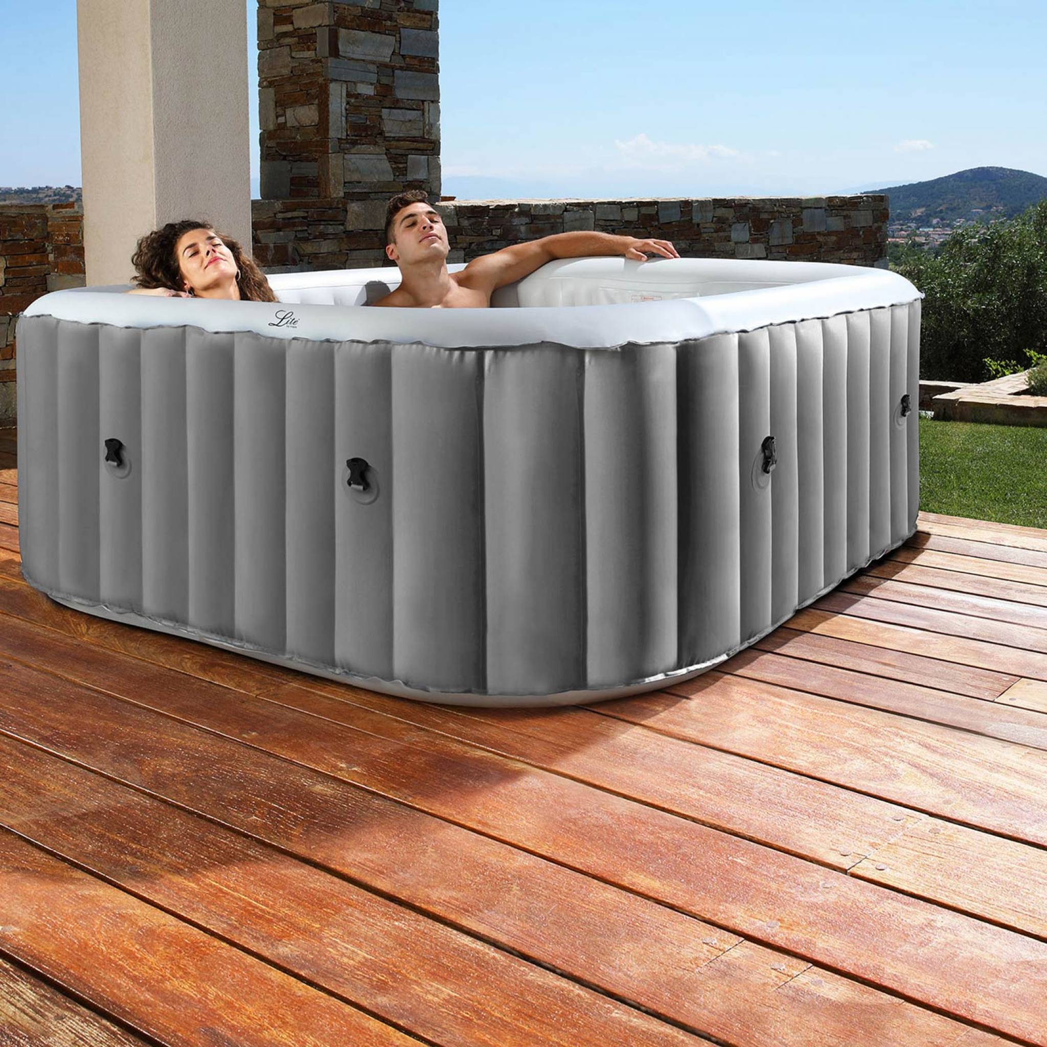 Spa MSPA gonflable carré – Fjord 6 - 6 places.  système anti-gel et désinfection UVC + bâche. 185cm. PVC. pompe. chauffage. gonfleur. filtre | sweeek - Image 2