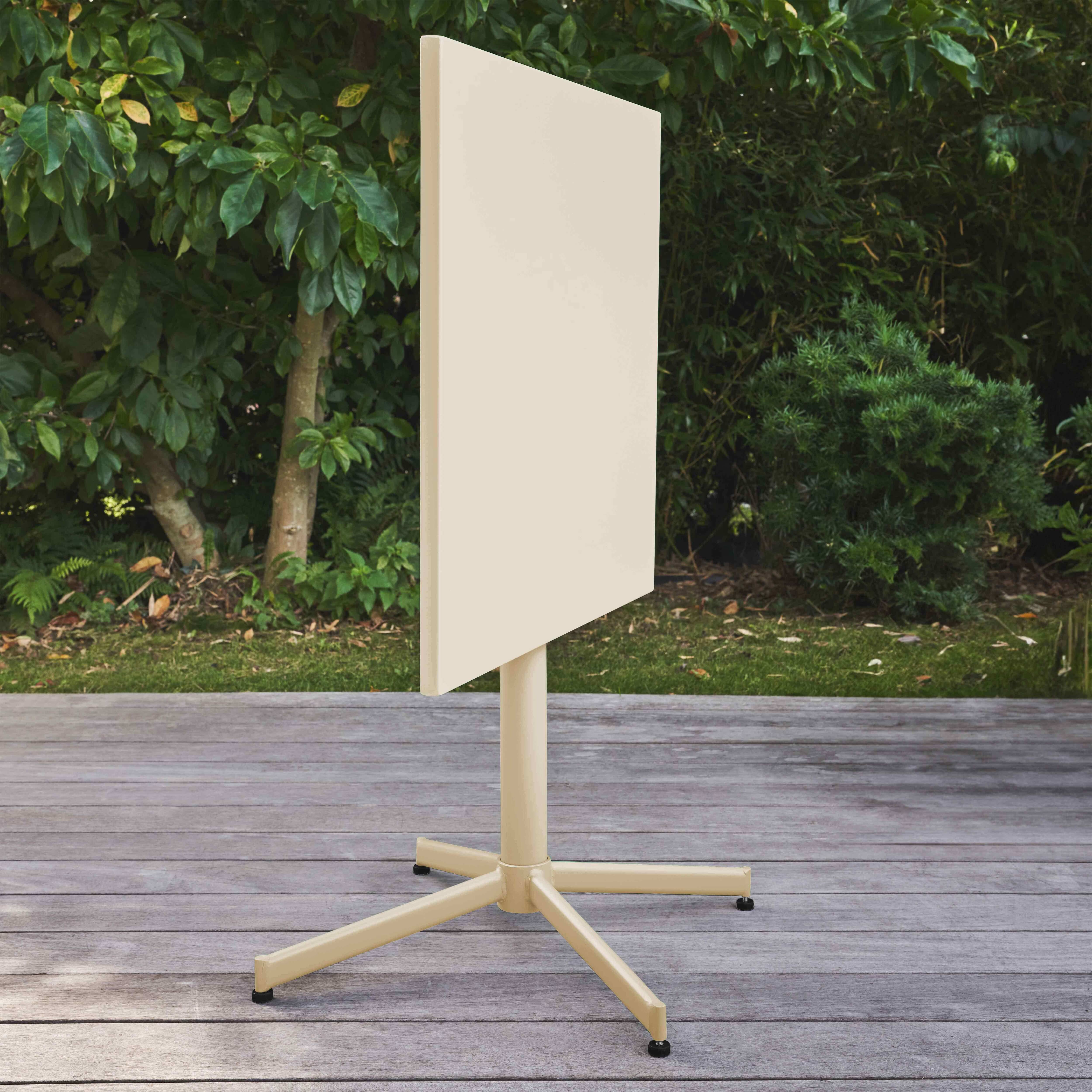 Oviala - Table de jardin carrée bistro inclinable en acier ivoire 70cm Palavas - Oviala - Imagen 2