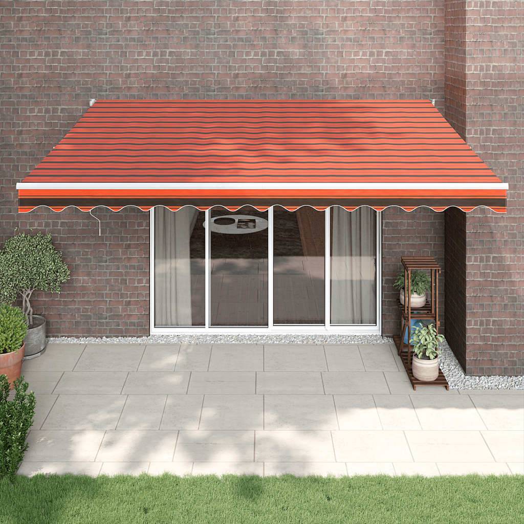 Store banne motorisé aluminium terrasse rétractable 4x3m orange marron - ComfortXL Outdoor Living - Image 1