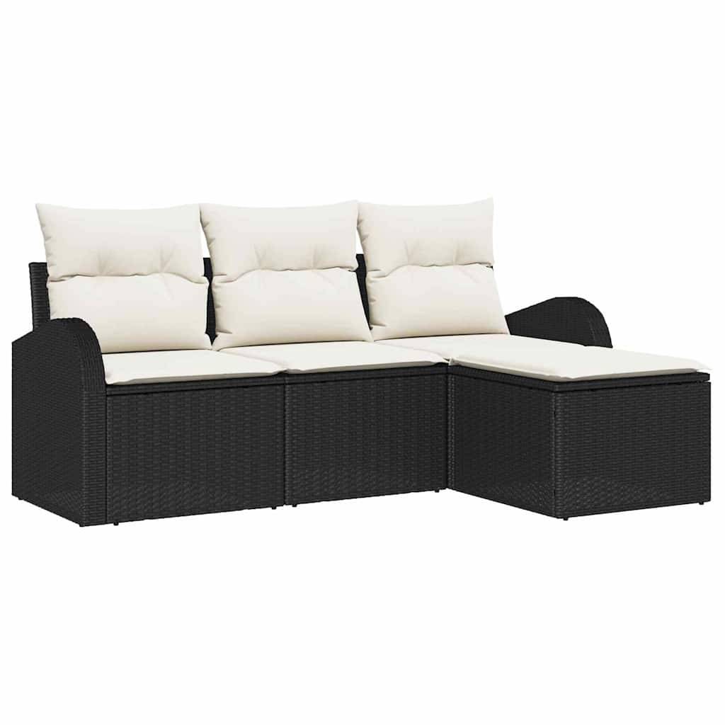 Salon de Jardin 4 Places en Poly Rotin Modulable avec Repose-pieds Noir – ComfortXL Outdoor Living - Image 2