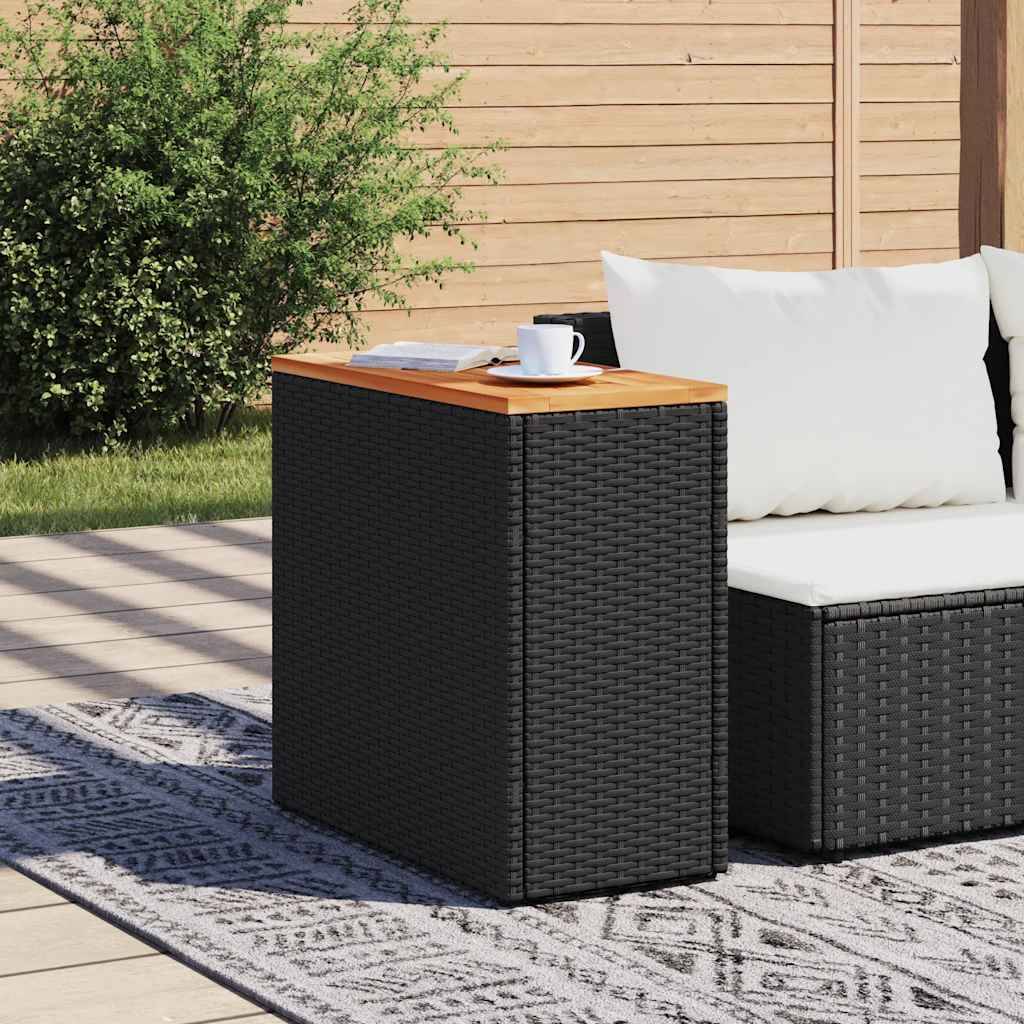PANGIVO - Table d'appoint de jardin résine tressée bois noir 58 x 27,5 x 55 cm - PANGIVO - Image 3