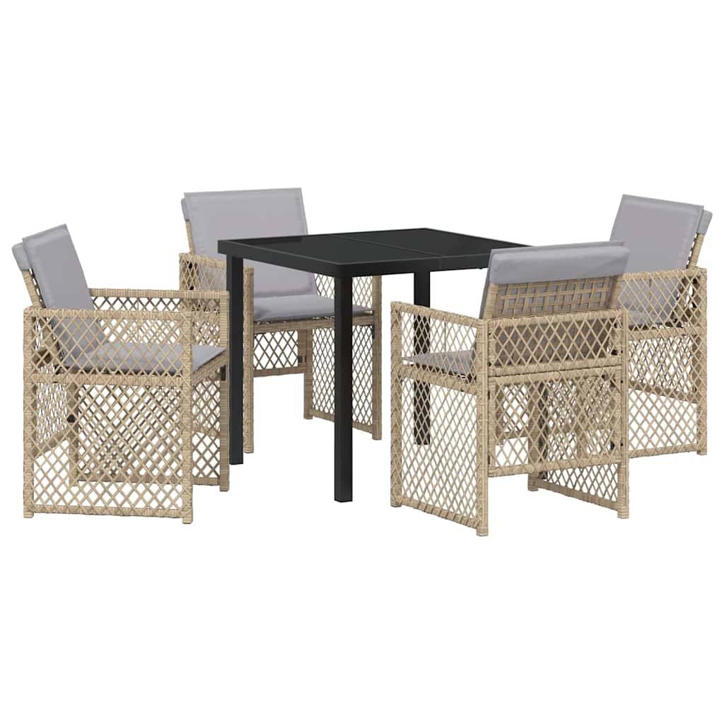 Ensemble table et chaises de jardin 4 places polyrotin pour repas extérieur Beige – ComfortXL Outdoor Living - Image 2