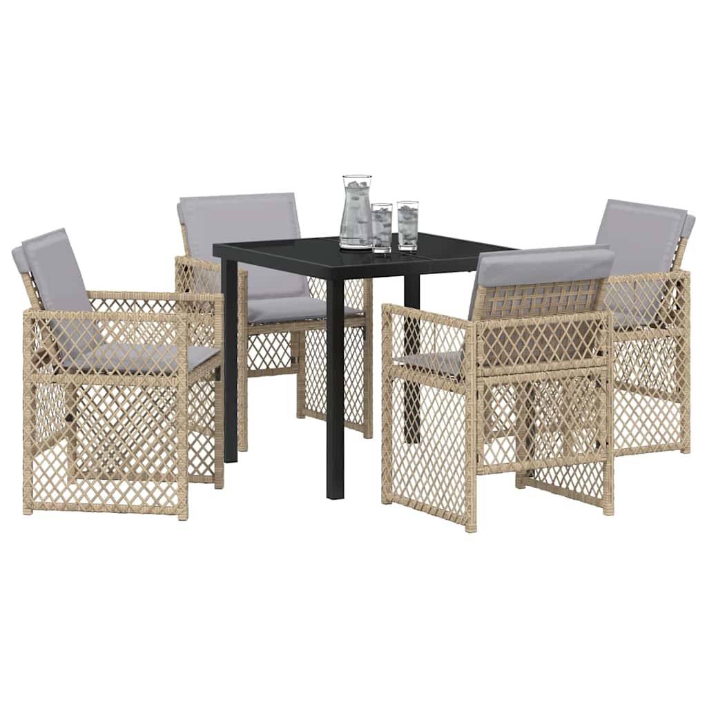 Ensemble table et chaises de jardin 4 places polyrotin pour repas extérieur Beige – ComfortXL Outdoor Living - Image 3