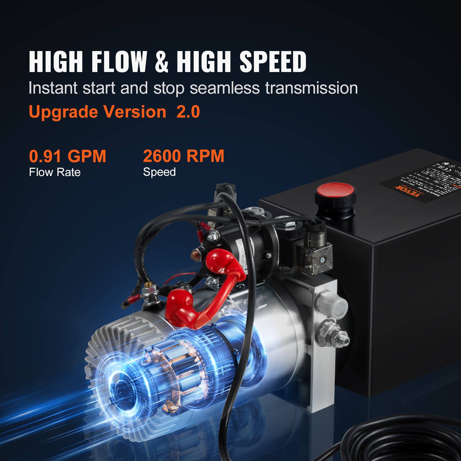 VEVOR Pompe hydraulique DC 12V 9,5L double effet débit 3,44L/min pression 22MPa, camion benne/nacelle. - Image 4