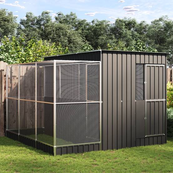 Cage Oiseaux Extérieure Acier Galvanisé 290x303cm Argent - ComfortXL Outdoor Living - Image 1