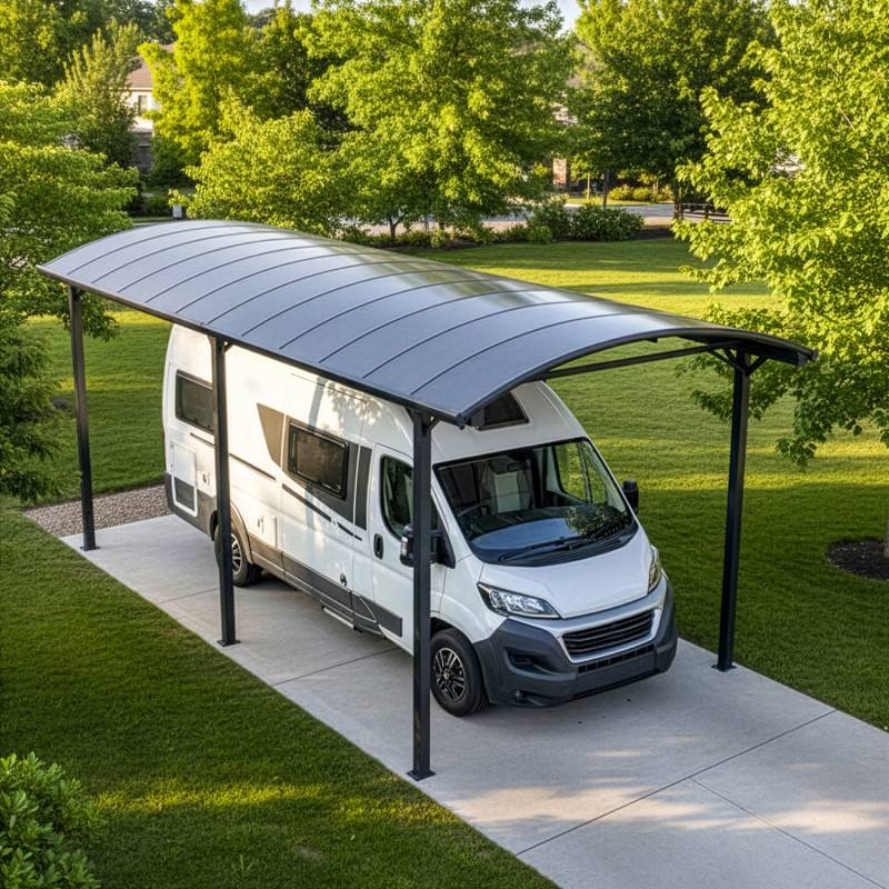 Carport aluminium anthracite 27,36 m² pour camping-car toit polycarbonate 6mm anti-UV X-Metal - Image 6