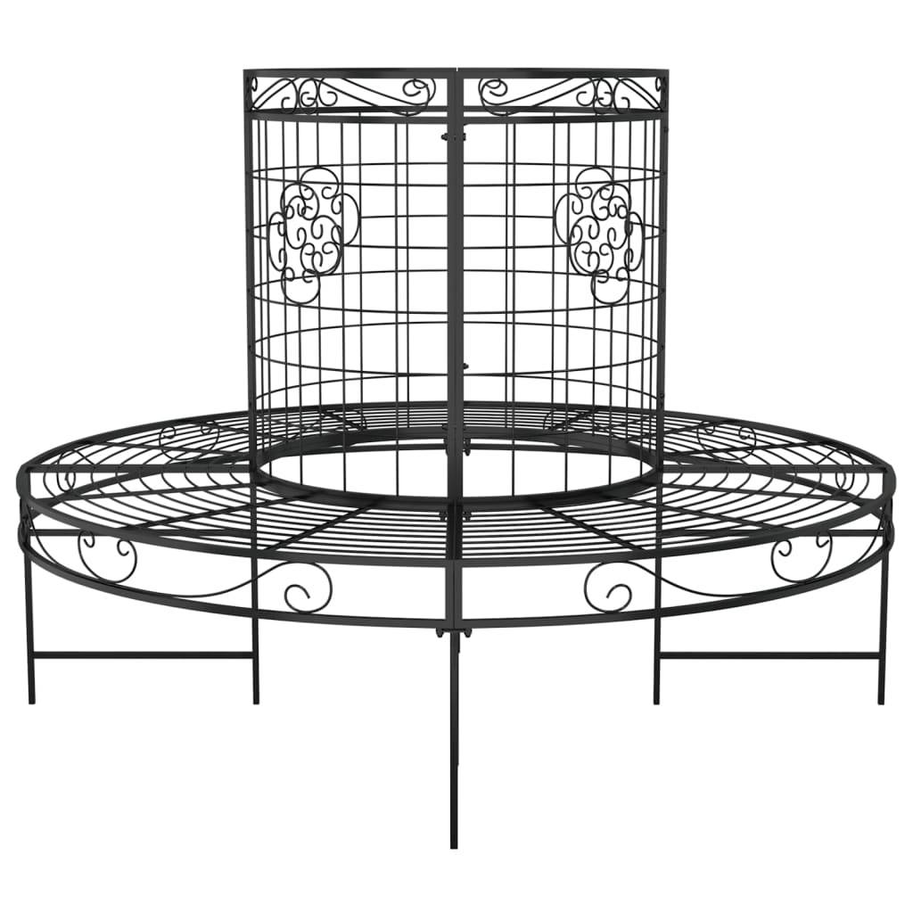 Helloshop26 - Banc de jardin meuble de patio d'extérieur terrasse circulaire tour d'arbre diamètre 137 cm noir acier - Imagen 2