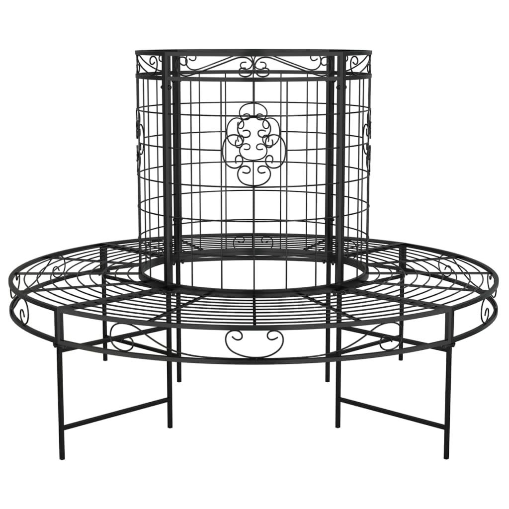 Helloshop26 - Banc de jardin meuble de patio d'extérieur terrasse circulaire tour d'arbre diamètre 137 cm noir acier - Imagen 1