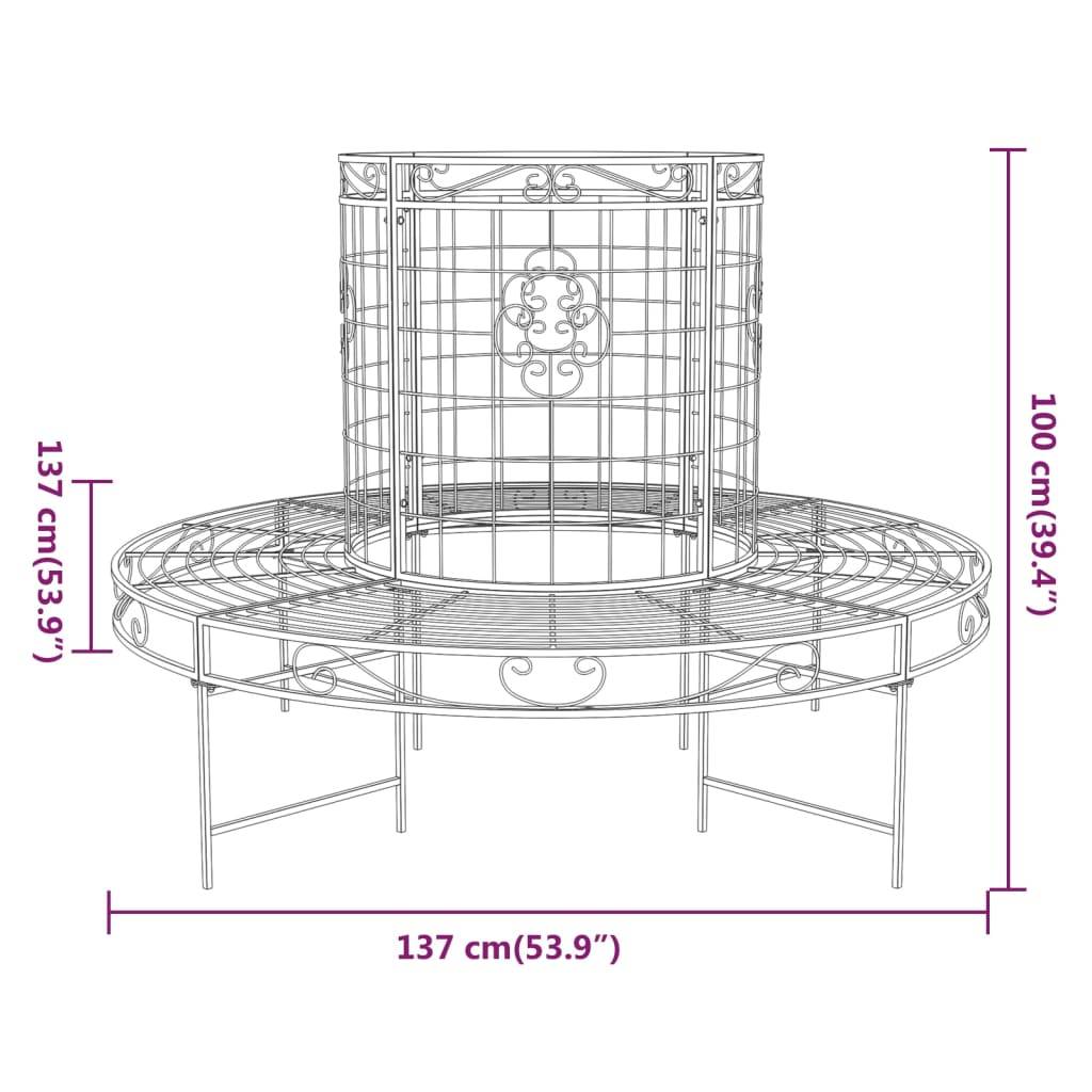 Helloshop26 - Banc de jardin meuble de patio d'extérieur terrasse circulaire tour d'arbre diamètre 137 cm noir acier - Imagen 5
