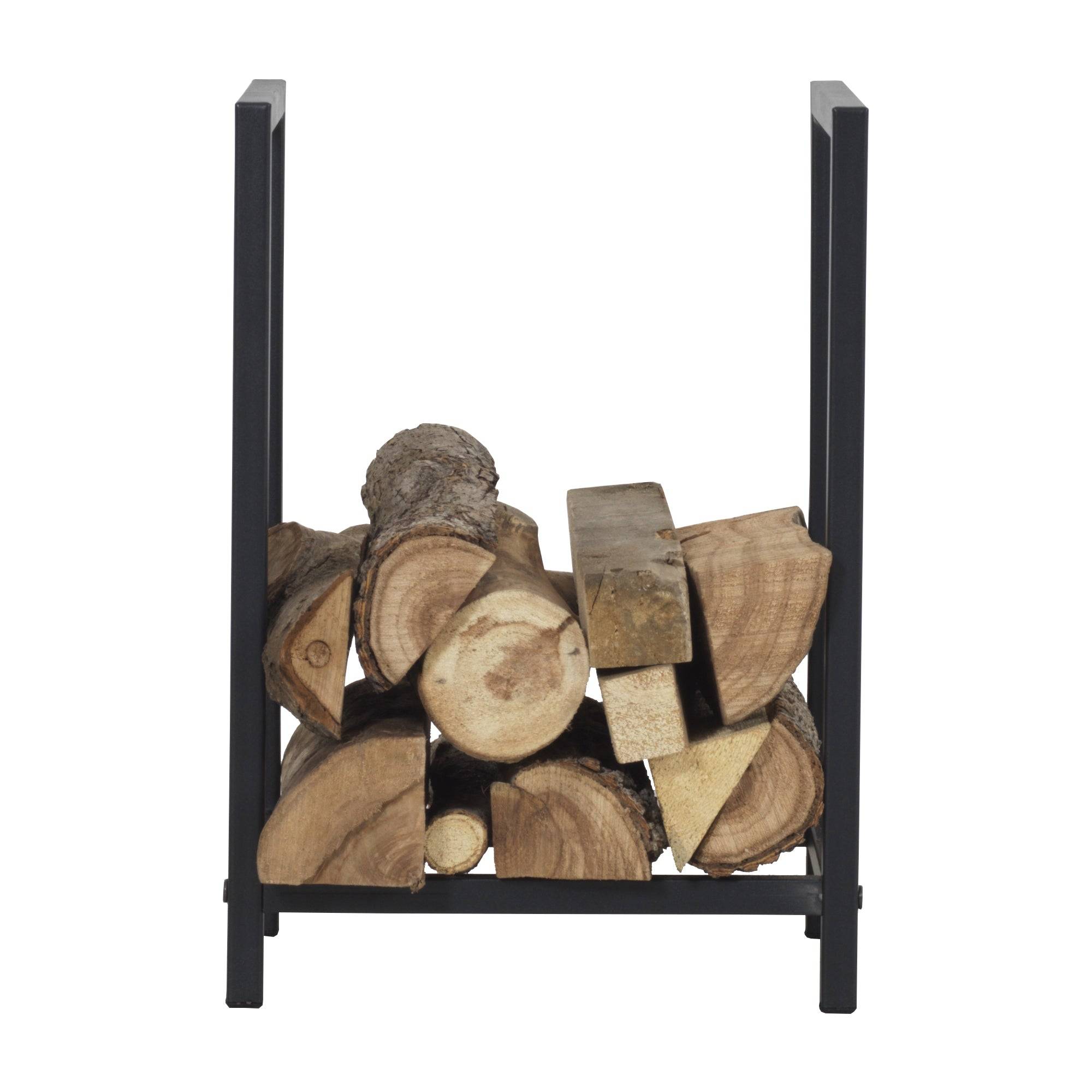 Helloshop26 - Range-bûches pour usage intérieur extérieur porte-bûches design support rangement bois de chauffage en acier 40 x 30 x 50 cm noir - Imagen 4