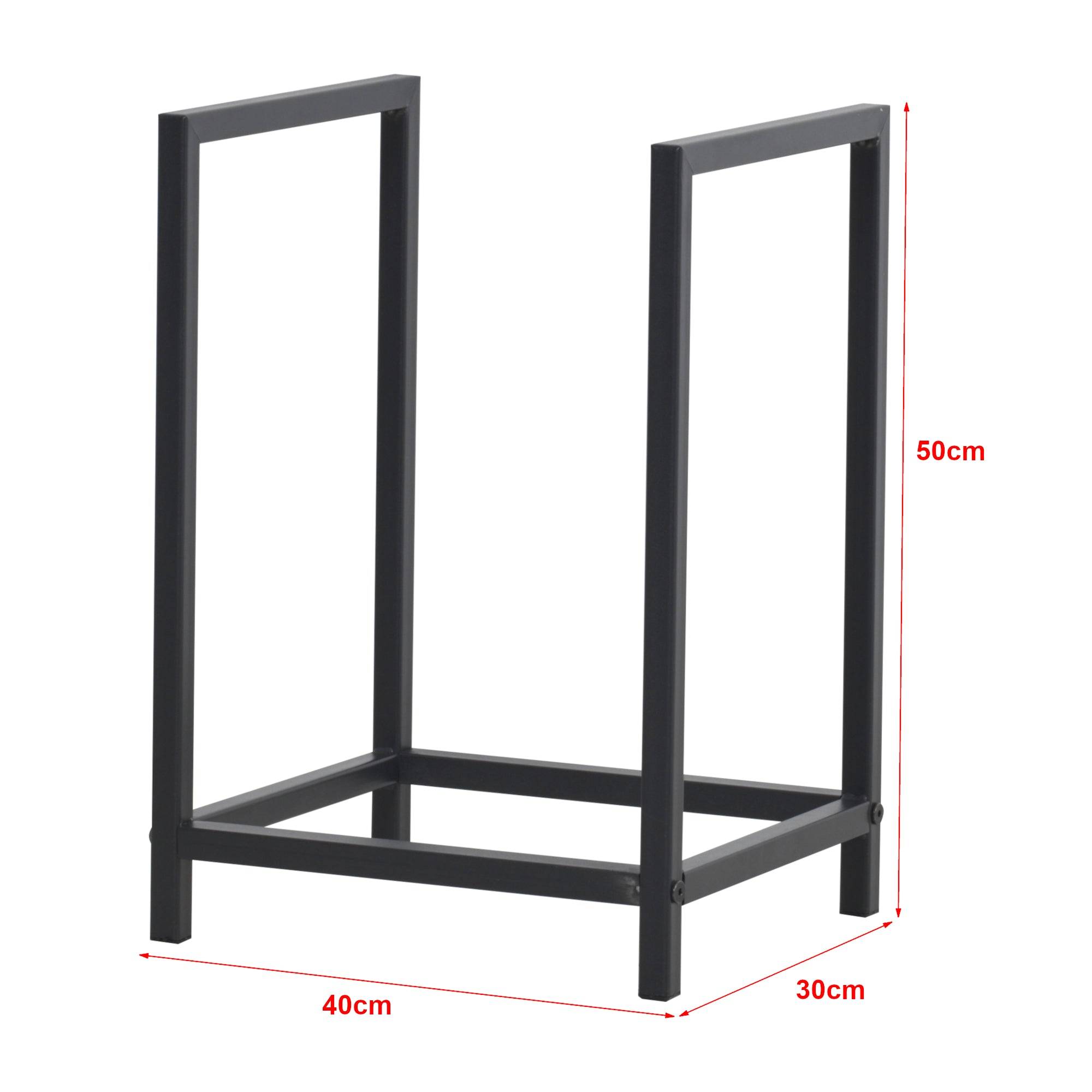 Helloshop26 - Range-bûches pour usage intérieur extérieur porte-bûches design support rangement bois de chauffage en acier 40 x 30 x 50 cm noir - Imagen 2