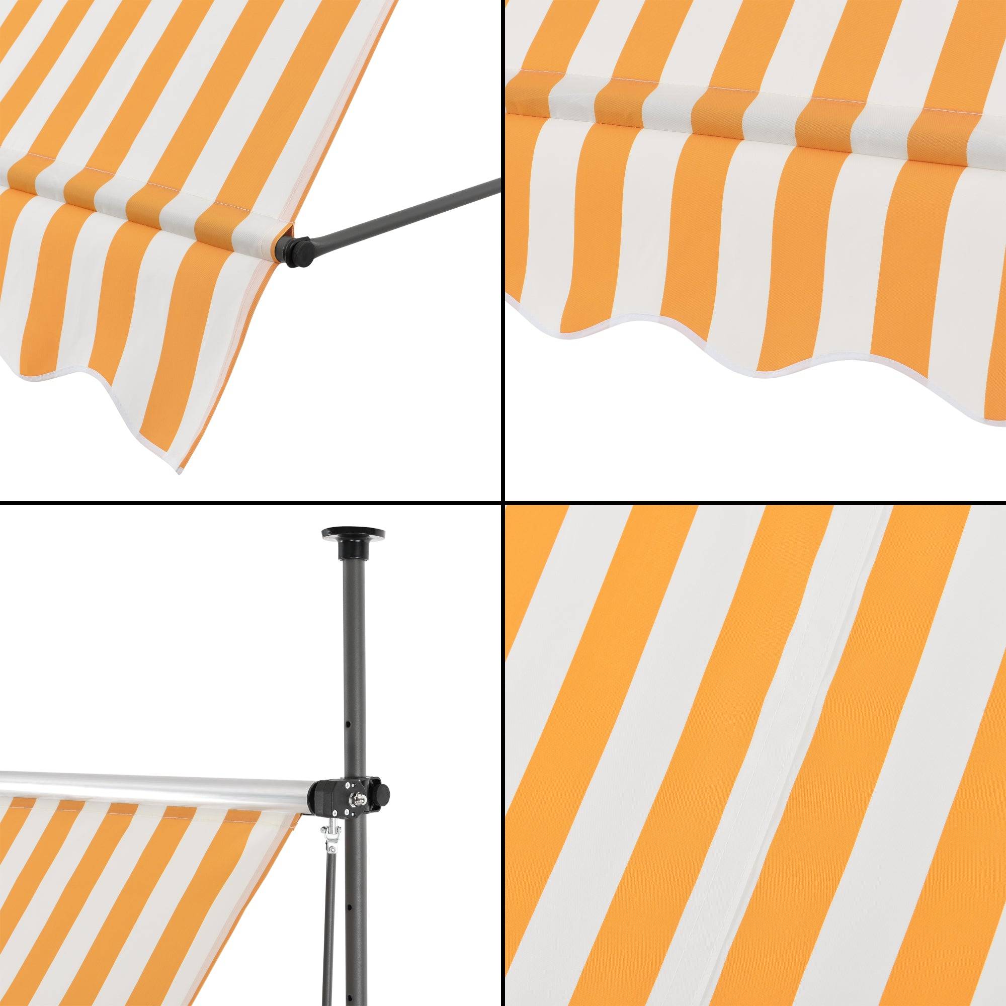Helloshop26 - Store banne téléscopique acier polyester 200 x 120 x 200-300 cm jaune blanc - Imagen 5