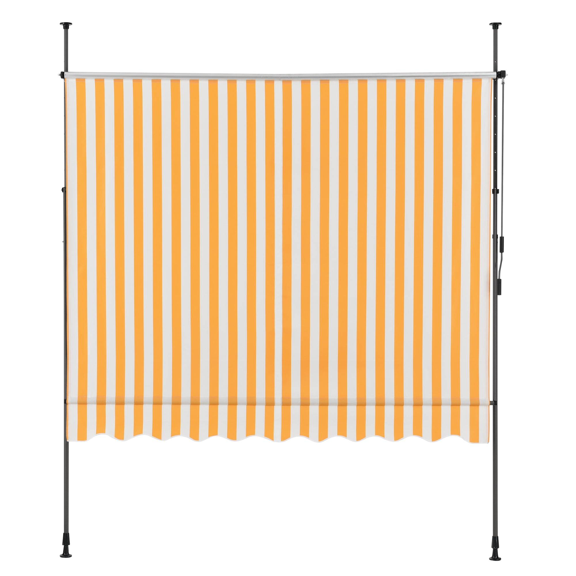 Helloshop26 - Store banne téléscopique acier polyester 200 x 120 x 200-300 cm jaune blanc - Imagen 4