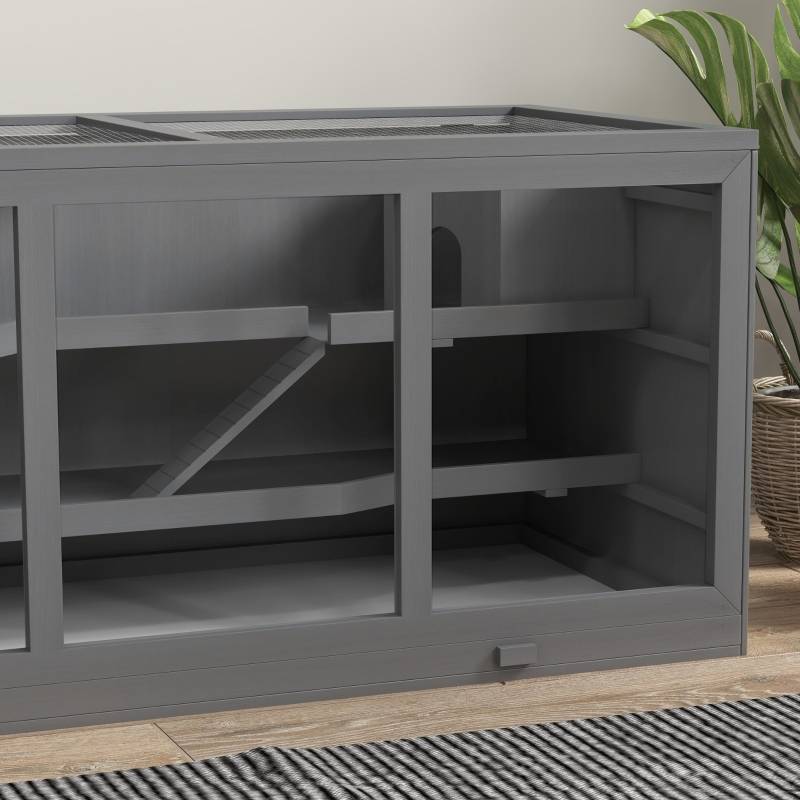 PANGIVO - Cage petit rongeur intérieur 115 x 57 x 55 cm bois et métal gris - PANGIVO - Image 5